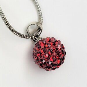 RED Rhinestone Mini Ball Pendant Fashion Necklace